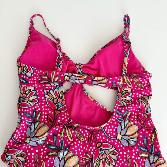 [Tabitha Brown] Target Size XL Pink Floral Print Cut Out One Piece Swimsuit - Picture 6 of 12